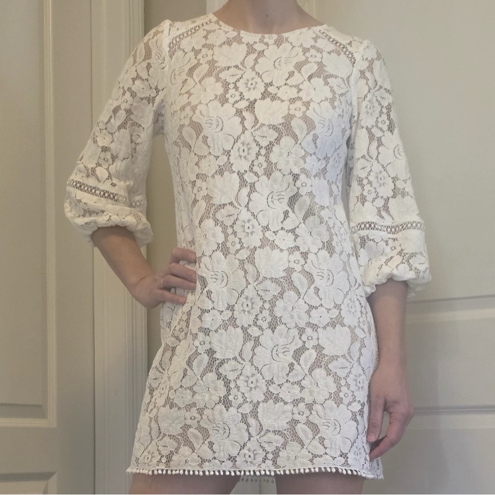 Vince Camuto Cream Floral Lace Dress - Picture 5 of 14